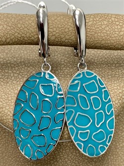 *Серьги Голубая Эмаль арт. PI-E00005-X-W-X-BL-X-729 вес 7,44 г - фото 269874