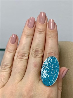 *Кольцо р.19 Голубая Эмаль арт. PI-R00005-X-W-X-BL-X-753 вес 8,08 г - фото 269877