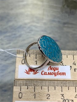 *Кольцо р.19 Голубая Эмаль арт. PI-R00005-X-W-X-BL-X-753 вес 8,08 г - фото 269881