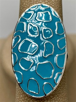 *Кольцо р.19 Голубая Эмаль арт. PI-R00005-X-W-X-BL-X-753 вес 8,08 г - фото 269883