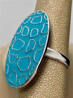 *Кольцо р.19 Голубая Эмаль арт. PI-R00005-X-W-X-BL-X-753 вес 8,08 г - фото 269885