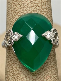 *Кольцо р.17 Зеленый Агат Оникс арт. AS-R00609-X-W-Gg-X-W-074 вес 3,65 г - фото 269887