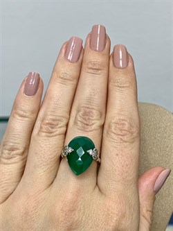 *Кольцо р.17 Зеленый Агат Оникс арт. AS-R00609-X-W-Gg-X-W-074 вес 3,65 г - фото 269888