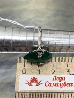 *Кольцо р.17 Зеленый Агат Оникс арт. AS-R00609-X-W-Gg-X-W-074 вес 3,65 г - фото 269890