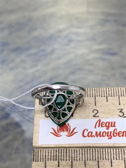 *Кольцо р.17 Зеленый Агат Оникс арт. AS-R00609-X-W-Gg-X-W-074 вес 3,65 г - фото 269891