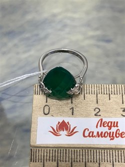 *Кольцо р.17 Зеленый Агат Оникс арт. AS-R00609-X-W-Gg-X-W-074 вес 3,65 г - фото 269892