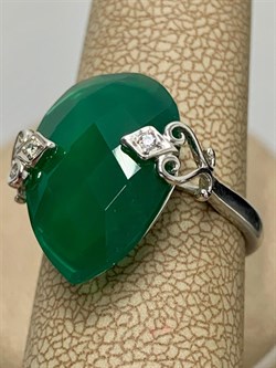 *Кольцо р.17 Зеленый Агат Оникс арт. AS-R00609-X-W-Gg-X-W-074 вес 3,65 г - фото 269894