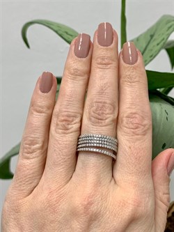 *Кольцо р.18 Фианит Микро Вставки арт. SL-R01829-X-W-X-X-W-755 вес 6,1 г - фото 269969