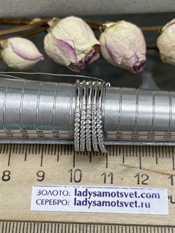 *Кольцо р.18 Фианит Микро Вставки арт. SL-R01829-X-W-X-X-W-755 вес 6,1 г - фото 269974