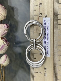 *Кольцо р.18 Фианит Микро Вставки арт. SL-R01829-X-W-X-X-W-755 вес 6,1 г - фото 269975