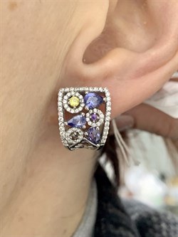 *Серьги Фианит Микс арт. OF-E00142-X-W-Mix-X-W-396 вес 7,66 г - фото 269987