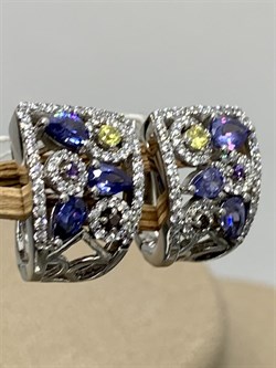 *Серьги Фианит Микс арт. OF-E00142-X-W-Mix-X-W-396 вес 7,66 г - фото 269991