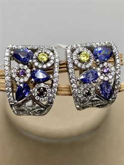 *Серьги Фианит Микс арт. OF-E00142-X-W-Mix-X-W-396 вес 7,66 г - фото 269992