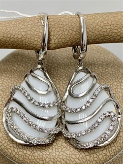 *Серьги Белый Агат Оникс арт. 1AVSE00046-202 вес 9,3 г - фото 270037 *Серьги Белый Агат Оникс арт. 1AVSE00046-202 вес 9,3 г - фото 270037