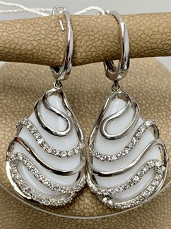 *Серьги Белый Агат Оникс арт. 1AVSE00046-202 вес 9,3 г - фото 270038 *Серьги Белый Агат Оникс арт. 1AVSE00046-202 вес 9,3 г - фото 270038