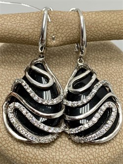 *Серьги Черный Агат Оникс арт. NS-E00046-X-W-B-X-W-847 вес 9,6 г - фото 270040 *Серьги Черный Агат Оникс арт. NS-E00046-X-W-B-X-W-847 вес 9,6 г - фото 270040