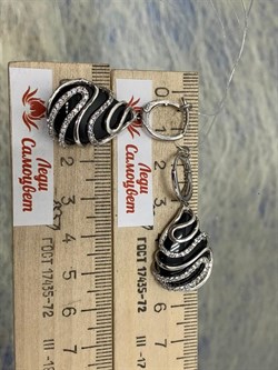 *Серьги Черный Агат Оникс арт. NS-E00046-X-W-B-X-W-847 вес 9,6 г - фото 270044 *Серьги Черный Агат Оникс арт. NS-E00046-X-W-B-X-W-847 вес 9,6 г - фото 270044