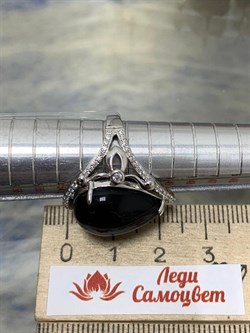 *Кольцо р.16,5 Черный Агат Оникс арт. NS-R00734-X-W-B-X-W-104 вес 5,9 г - фото 270050