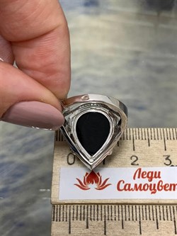 *Кольцо р.16,5 Черный Агат Оникс арт. NS-R00734-X-W-B-X-W-104 вес 5,9 г - фото 270051