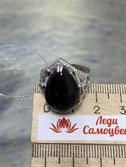 *Кольцо р.16,5 Черный Агат Оникс арт. NS-R00734-X-W-B-X-W-104 вес 5,9 г - фото 270052