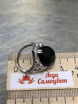 *Кольцо р.16,5 Черный Агат Оникс арт. NS-R00734-X-W-B-X-W-104 вес 5,9 г - фото 270053