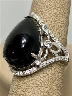 *Кольцо р.16,5 Черный Агат Оникс арт. NS-R00734-X-W-B-X-W-104 вес 5,9 г - фото 270055