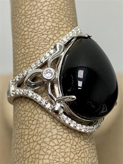 *Кольцо р.16,5 Черный Агат Оникс арт. NS-R00734-X-W-B-X-W-104 вес 5,9 г - фото 270056