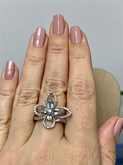 *Кольцо р.18 Голубой Топаз арт. AS-R11042-X-W-BT-X-W-613 вес 4,1 г - фото 270101