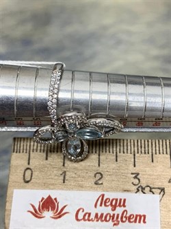 *Кольцо р.18 Голубой Топаз арт. AS-R11042-X-W-BT-X-W-613 вес 4,1 г - фото 270103