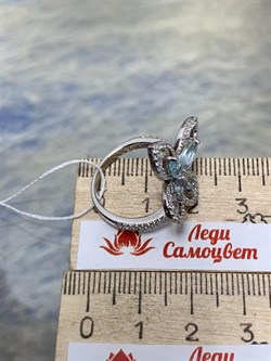 *Кольцо р.18 Голубой Топаз арт. AS-R11042-X-W-BT-X-W-613 вес 4,1 г - фото 270104