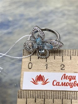 *Кольцо р.18 Голубой Топаз арт. AS-R11042-X-W-BT-X-W-613 вес 4,1 г - фото 270105