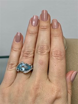 *Кольцо р.16 иск Голубой Топаз арт. PD-R11000-X-W-BU-X-W-539 вес 3,8 г - фото 270213