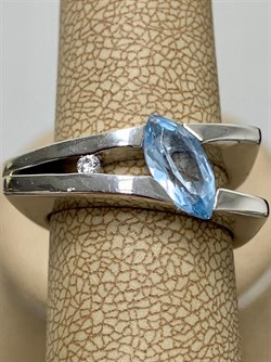 *Кольцо р.16,5 Голубой Топаз иск арт. CZ-R00282-X-W-BU-X-W-089 вес 7 г - фото 270313