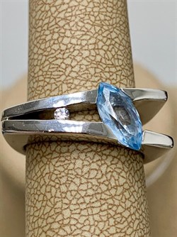 *Кольцо р.16,5 Голубой Топаз иск арт. CZ-R00282-X-W-BU-X-W-089 вес 7 г - фото 270314