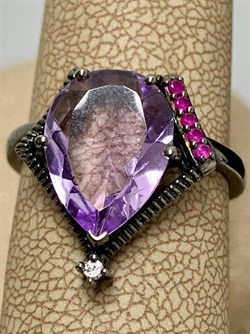 *Кольцо р.17,5 Аметист арт. AS-R00544-X-W-Pur-X-R-768 вес 3,3 г - фото 270345
