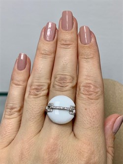 *Кольцо р.17,5 Белый Агат Оникс арт. NS-R000676-X-W-W-X-W-464 вес 5 г - фото 270353