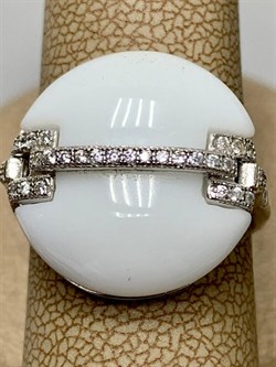 *Кольцо р.17,5 Белый Агат Оникс арт. NS-R000676-X-W-W-X-W-464 вес 5 г - фото 270359