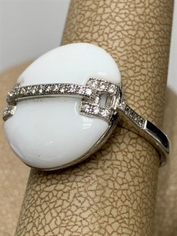 *Кольцо р.17,5 Белый Агат Оникс арт. NS-R000676-X-W-W-X-W-464 вес 5 г - фото 270360