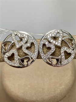 *Серьги Белый Фианит Микро Вставки арт. MP-E0-041-X-W-X-X-W-206 вес 4,3 г - фото 270454