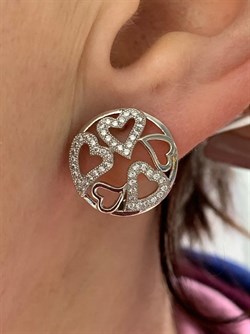 *Серьги Белый Фианит Микро Вставки арт. MP-E0-041-X-W-X-X-W-206 вес 4,3 г - фото 270455