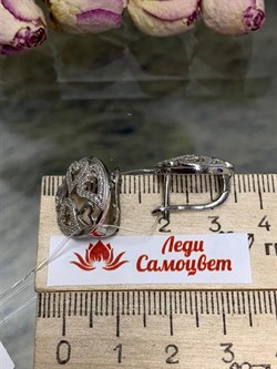 *Серьги Белый Фианит Микро Вставки арт. MP-E0-041-X-W-X-X-W-206 вес 4,3 г - фото 270458