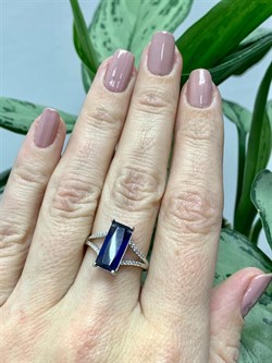 *Кольцо р.17 Синий Фианит арт. PD-R00322-X-W-SAP-X-W-158 вес 2,35 г - фото 270463