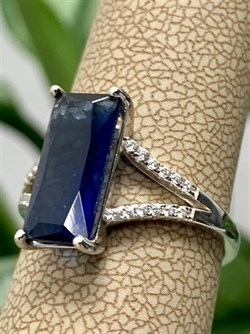 *Кольцо р.17 Синий Фианит арт. PD-R00322-X-W-SAP-X-W-158 вес 2,35 г - фото 270464