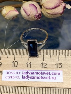 *Кольцо р.17 Синий Фианит арт. PD-R00322-X-W-SAP-X-W-158 вес 2,35 г - фото 270469