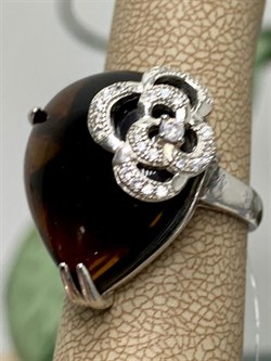 *Кольцо р.16 Дымчатый Кварц Раухтопаз арт. NS-R00764-X-W-BR-X-X-621 вес 6.2 г - фото 270478