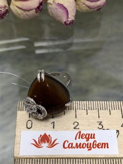 *Кольцо р.16 Дымчатый Кварц Раухтопаз арт. NS-R00764-X-W-BR-X-X-621 вес 6.2 г - фото 270481