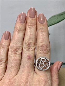 *Кольцо р.18  Белый Фианит Микро Вставки арт. MP-R0041-X-W-X-X-W-614 вес 3,11 г - фото 270545