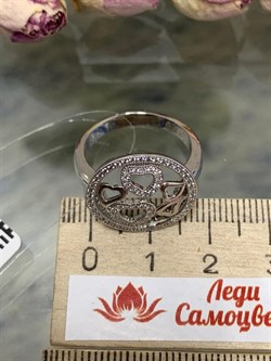 *Кольцо р.18  Белый Фианит Микро Вставки арт. MP-R0041-X-W-X-X-W-614 вес 3,11 г - фото 270548