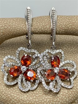 *Серьги Фианит Микс арт. AS-E00075-X-W-R-X-W-358 вес 6,1 г - фото 270567