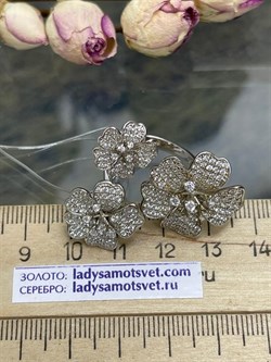 *Кольцо р.18 Васильки Белый Фианит Микро Вставки арт. CZ-R00858-X-W-W-X-W-534 вес 8,39 г - фото 270569 *Кольцо р.18 Васильки Белый Фианит Микро Вставки арт. CZ-R00858-X-W-W-X-W-534 вес 8,39 г - фото 270569